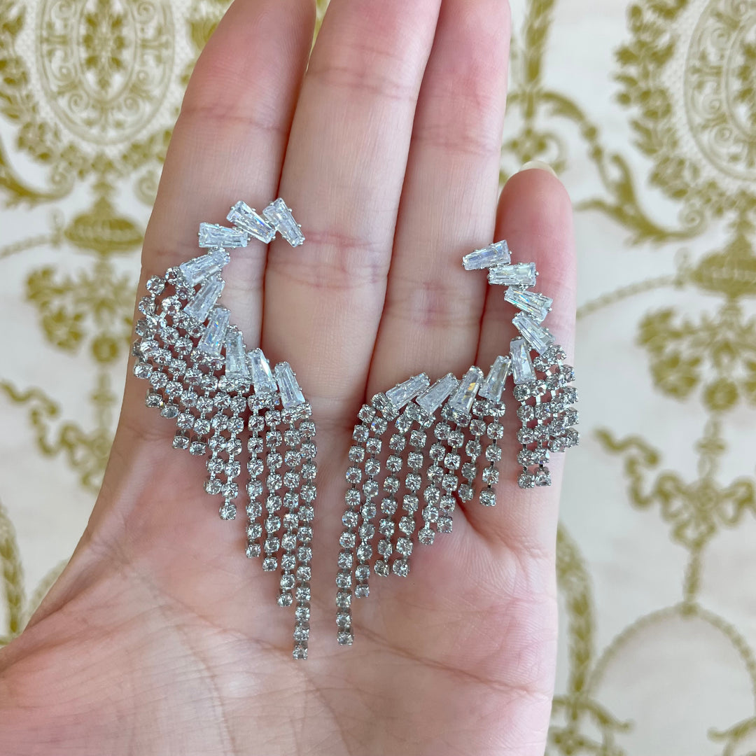 Baguette fringe earrings