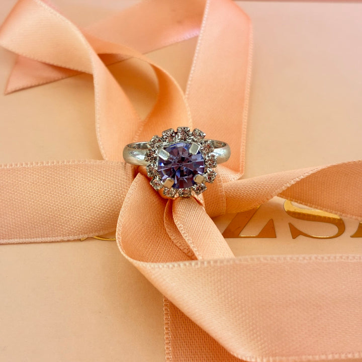 Lilac dainty Preciosa crystals silver set