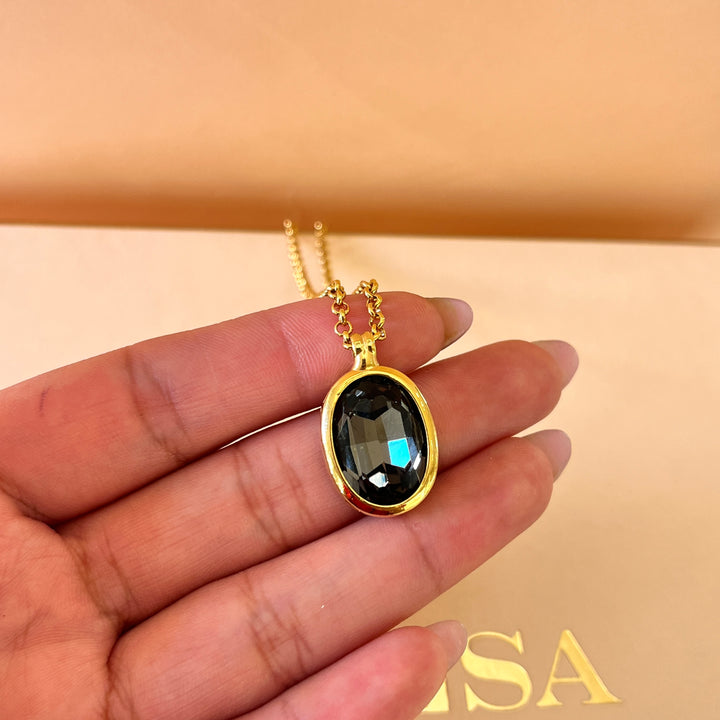 Grey oval preciosa crystal pendant