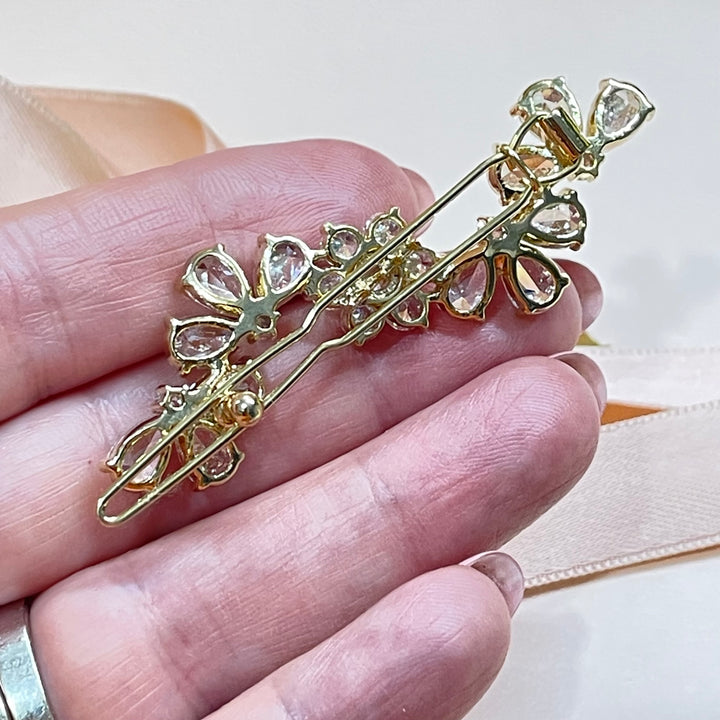 Gold teardrop cubic hair clip