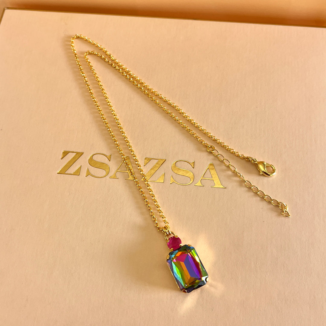 Watermelon rectangular Swarovski crystals set