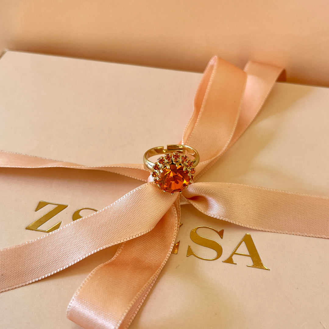 Orange Swarovski crystals ring
