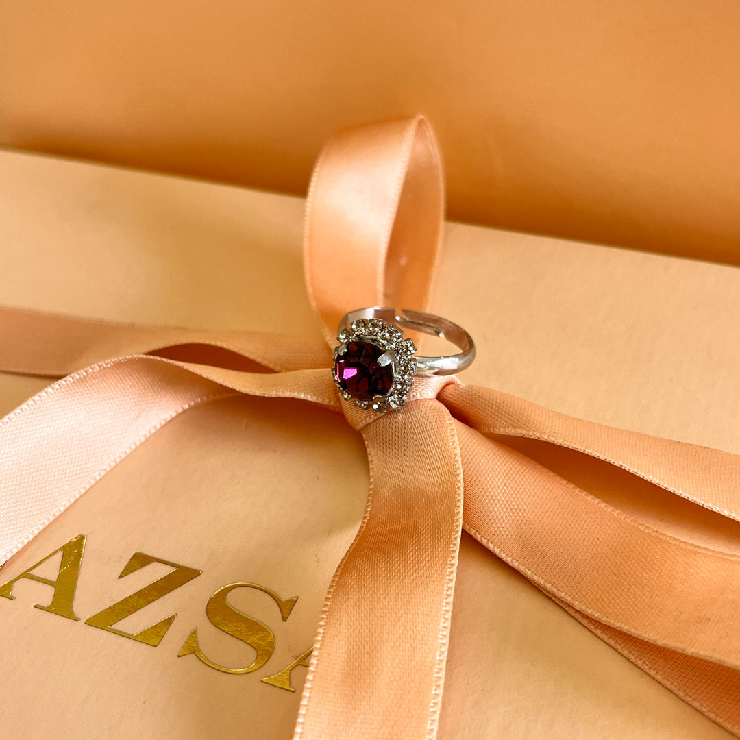 Purple flower preciosa crystals set