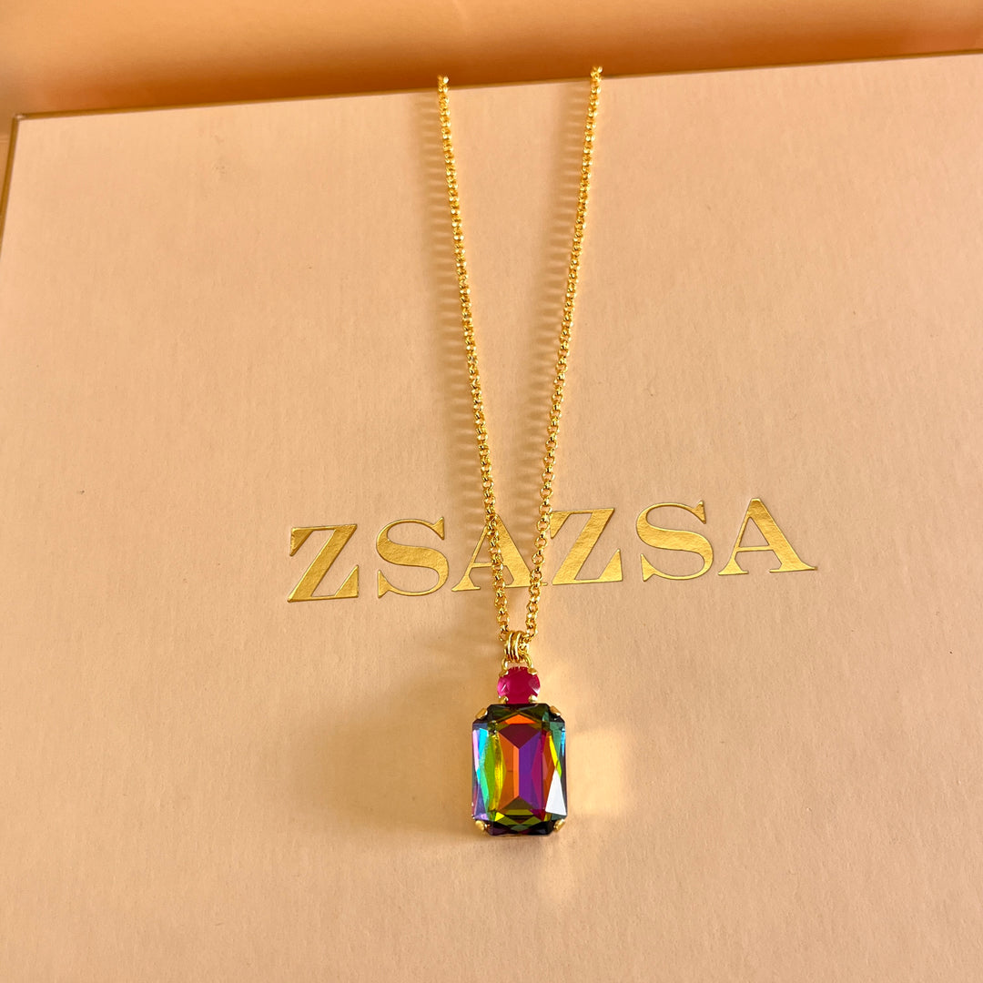 Watermelon rectangular Swarovski crystals set