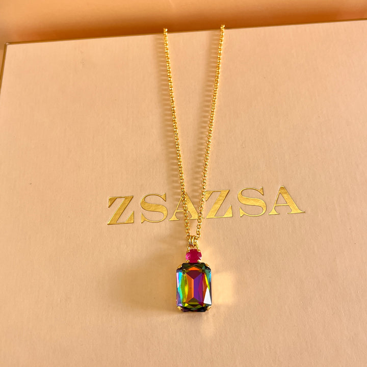 Watermelon rectangular Swarovski crystals set