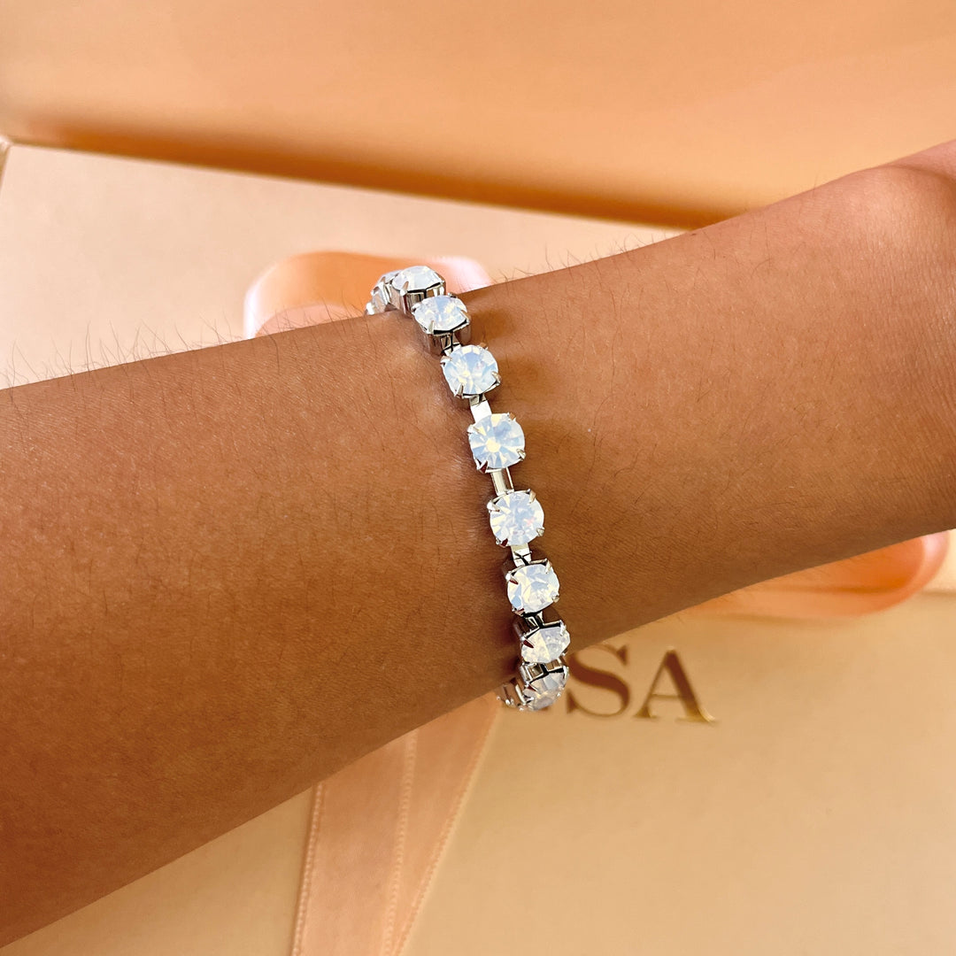 White Swarovski crystals bracelet