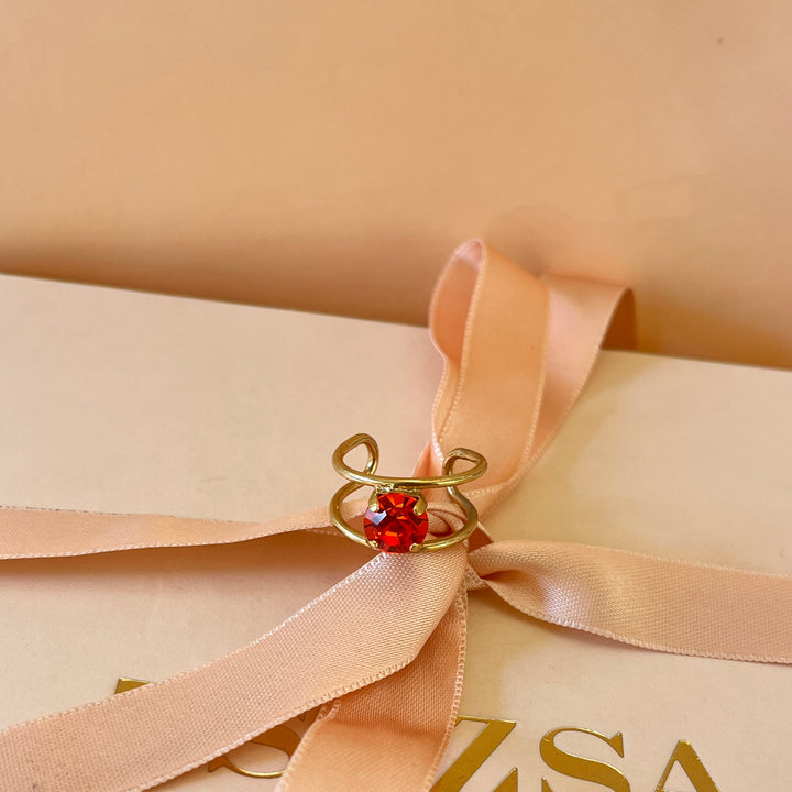 Orange Swarovski crystals ring