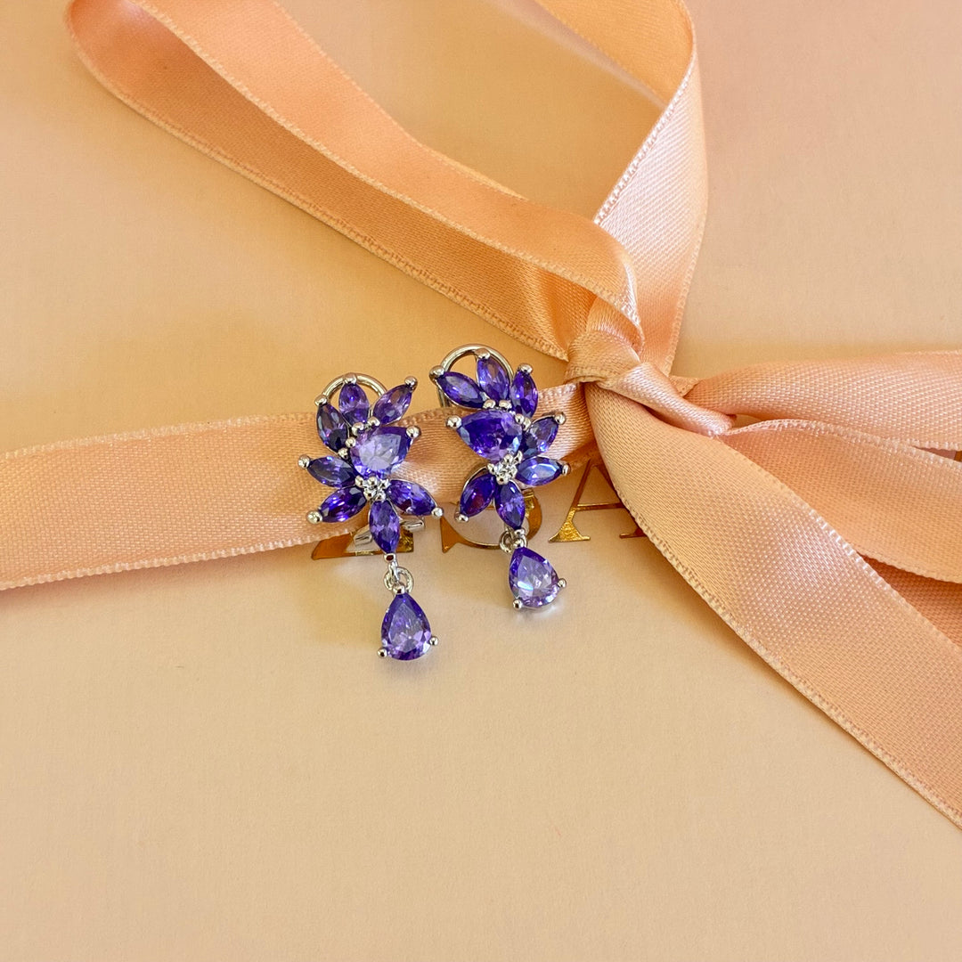 Marquise lilac zircone silver set