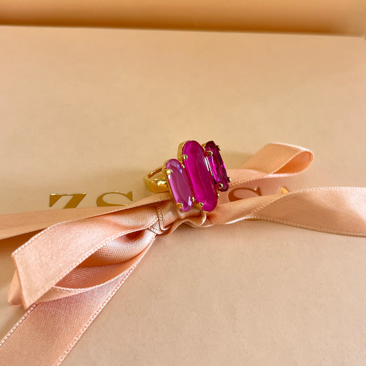 Shade of fuchsia Swarovski crystals set