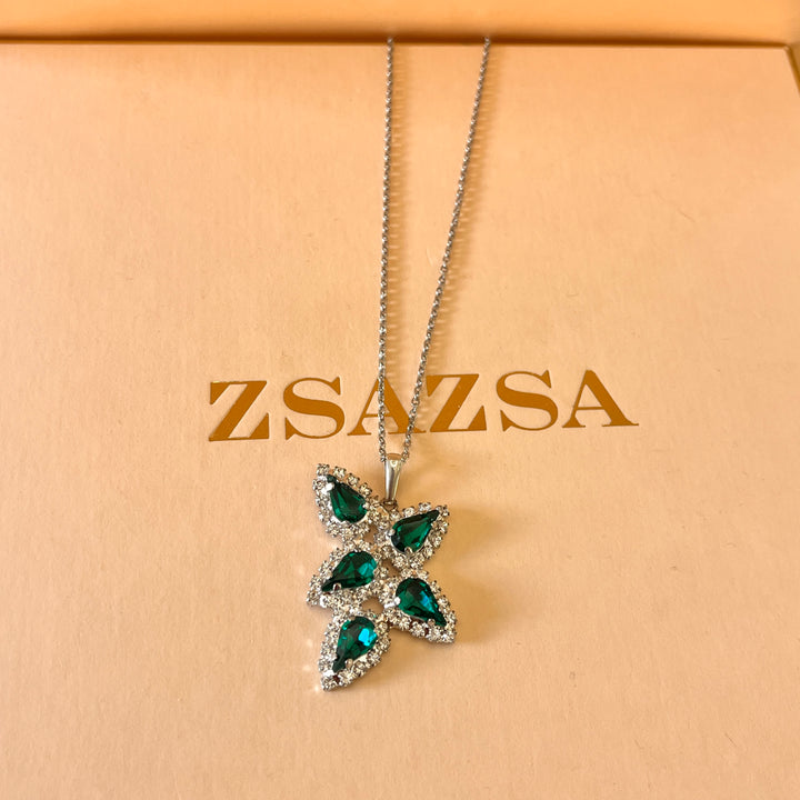 Dark green teardrop preciosa crystal set