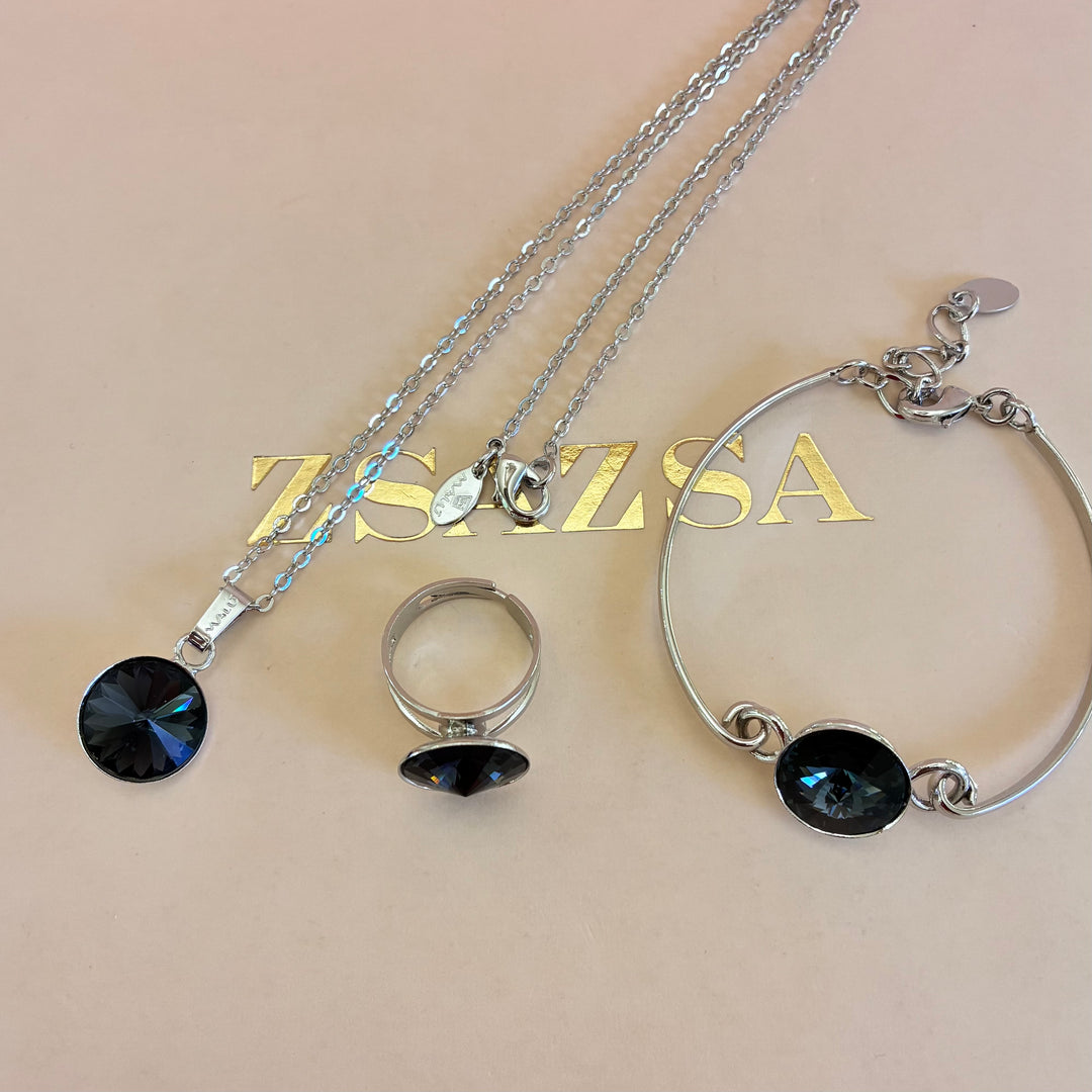 Black Swarovski crystals set