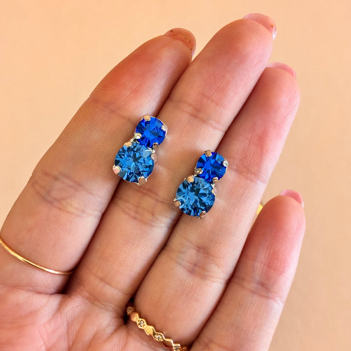 Royal blue Swarovski crystals silver set