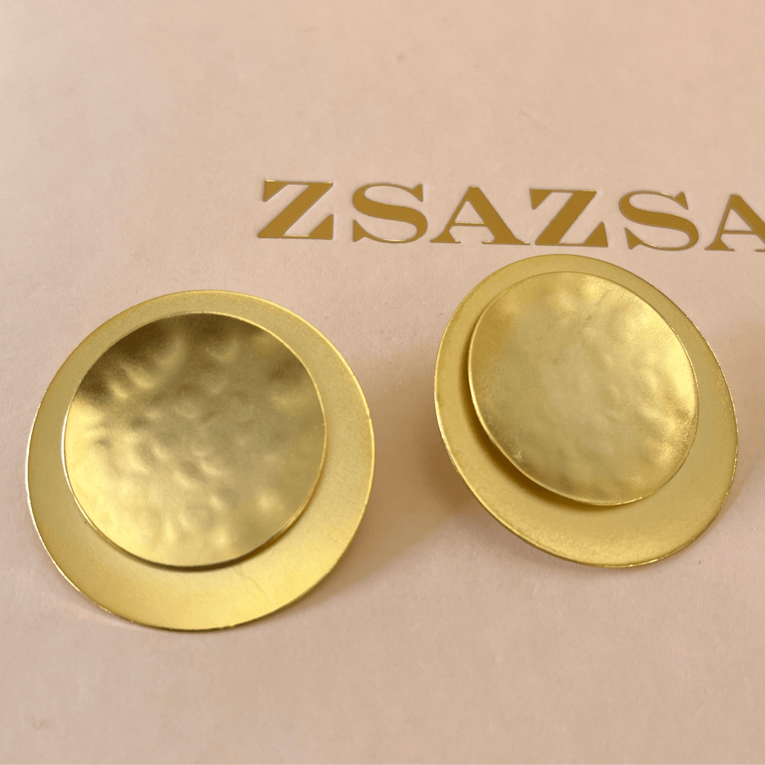 Gold round handmade studs