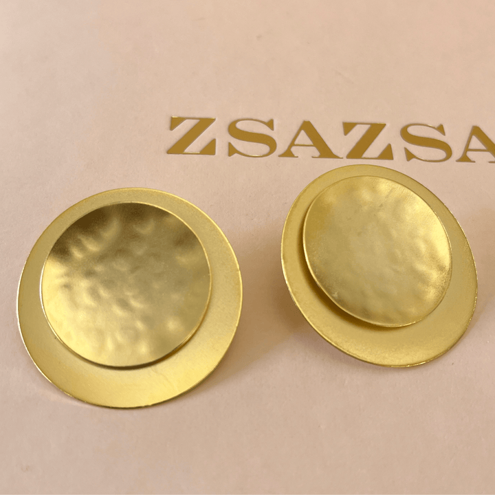 Gold round handmade studs