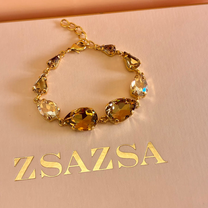 Teardrops champagne and bronze Preciosa crystals bracelet