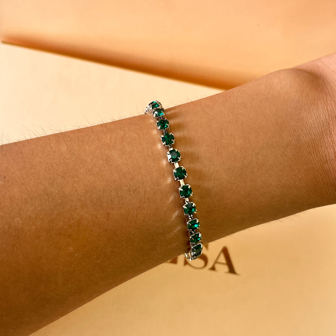 Dark green preciosa crystals bracelet