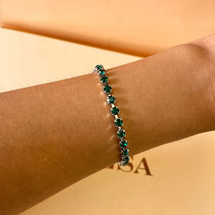 Dark green preciosa crystals bracelet
