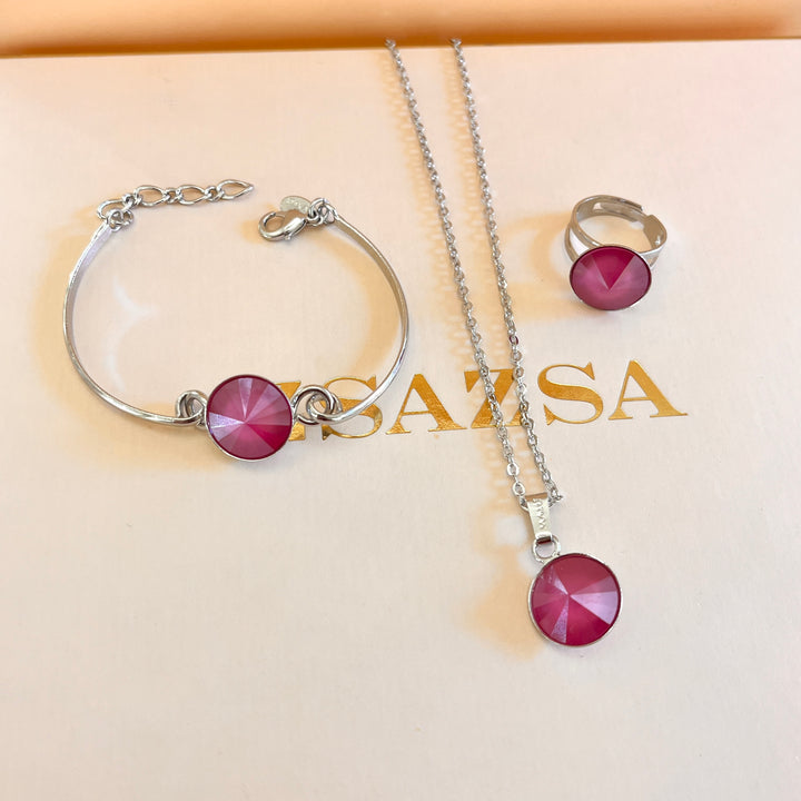 Fuchsia Swarovski crystals set