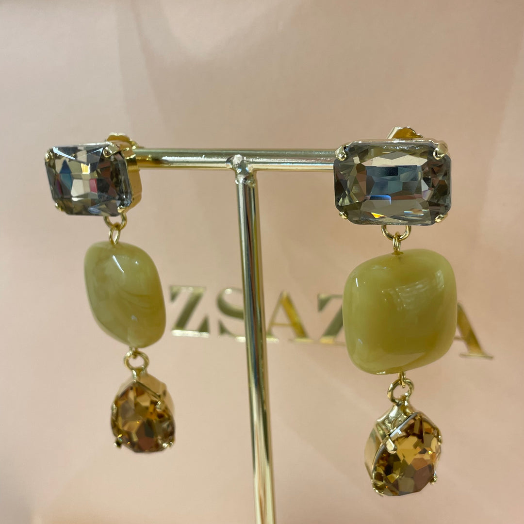 Champagne and bronze Swarovski crystals earrings