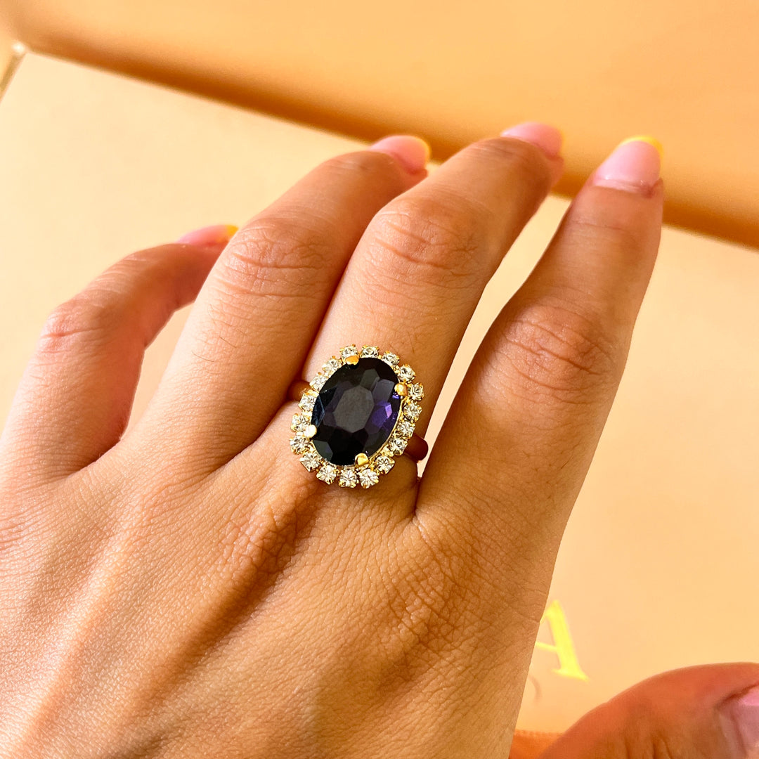 Purple oval preciosa crystals set