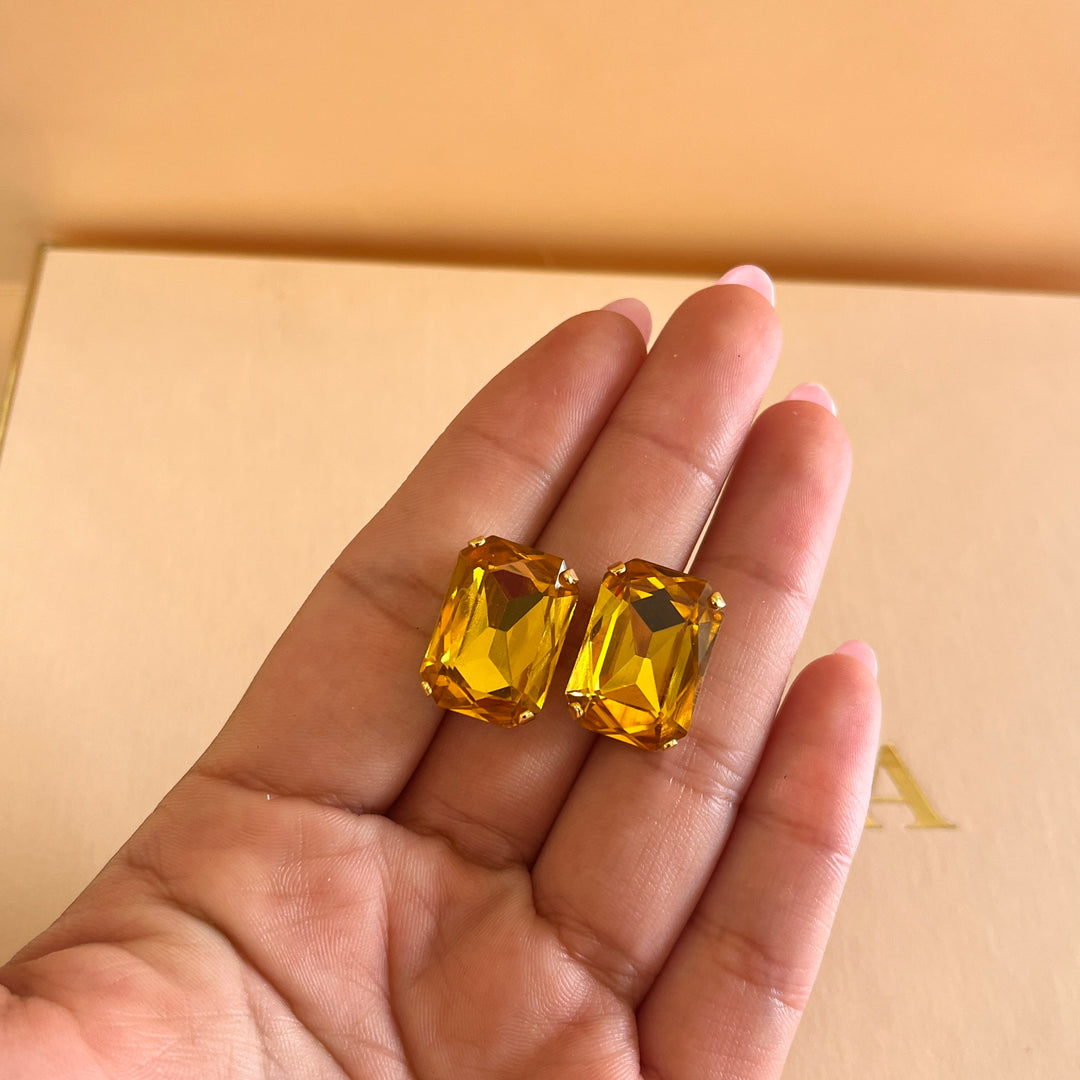 Rectangular yellow Swarovski crystals set