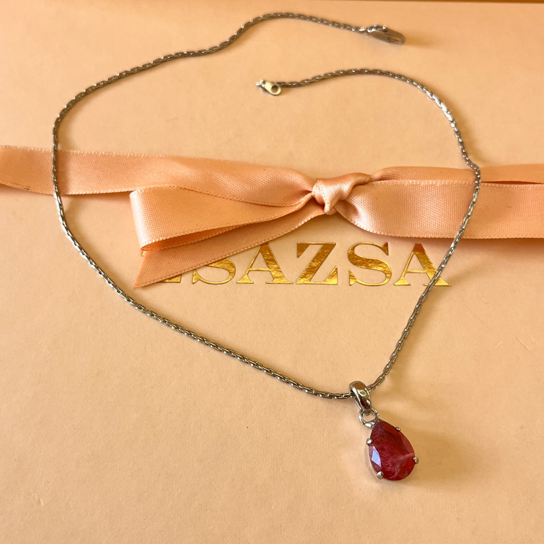 Magenta teardrop Swarovski Crystals set