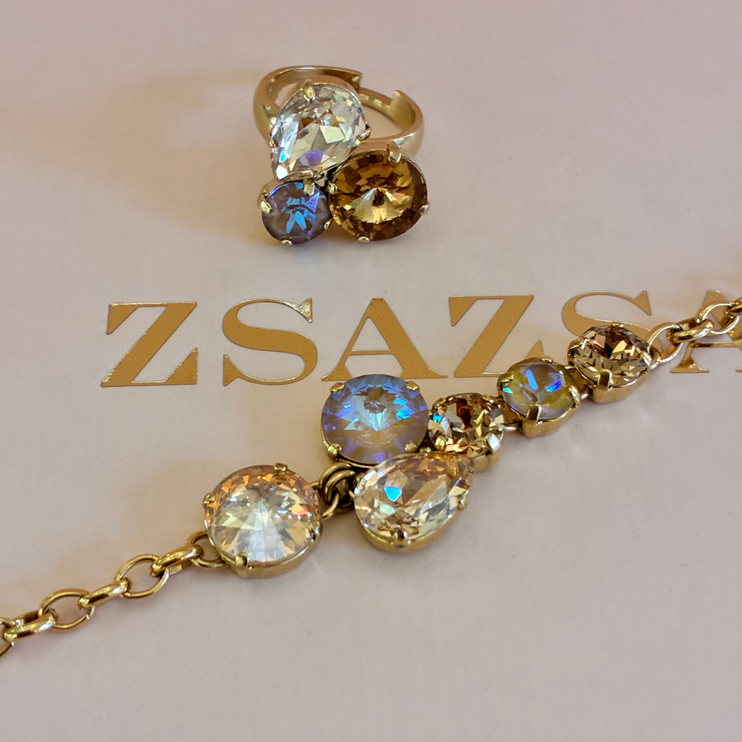 Bronze mixed shape Swarovski crystals set