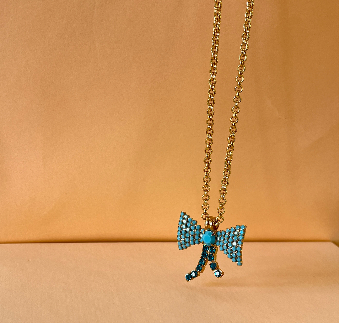 Turquoise & verdemar Swarovski crystals long pendant