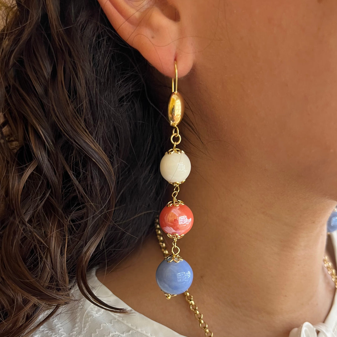 Coral and light blue ceramic set