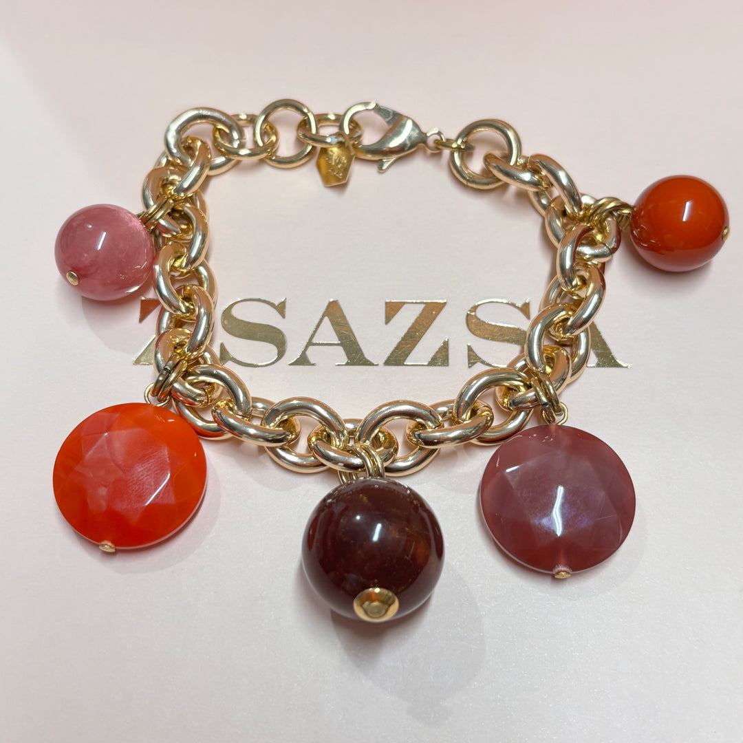 Mix of resin colours charms bracelet