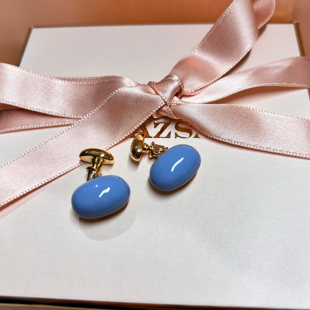 light blue gold plated 2 in 1 earrings