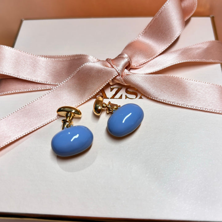light blue gold plated 2 in 1 earrings