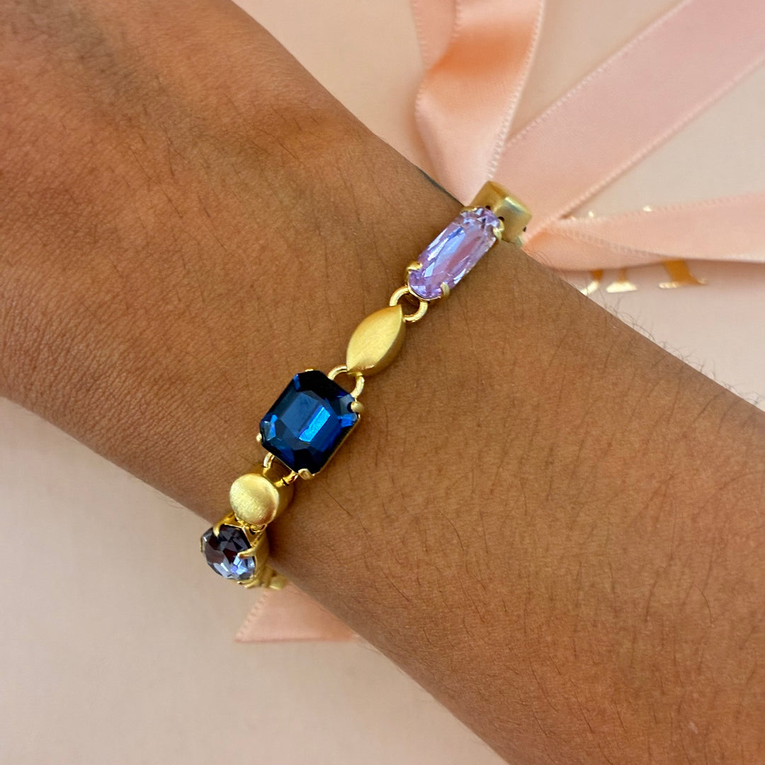 Mixed blue and purple Swarovski crystals set