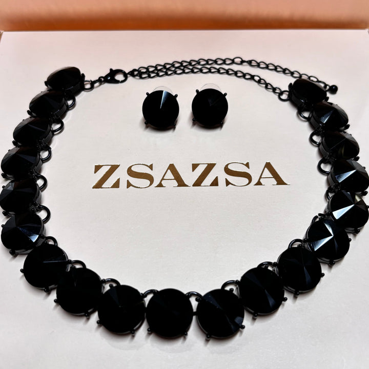 Round all black rhinestone set