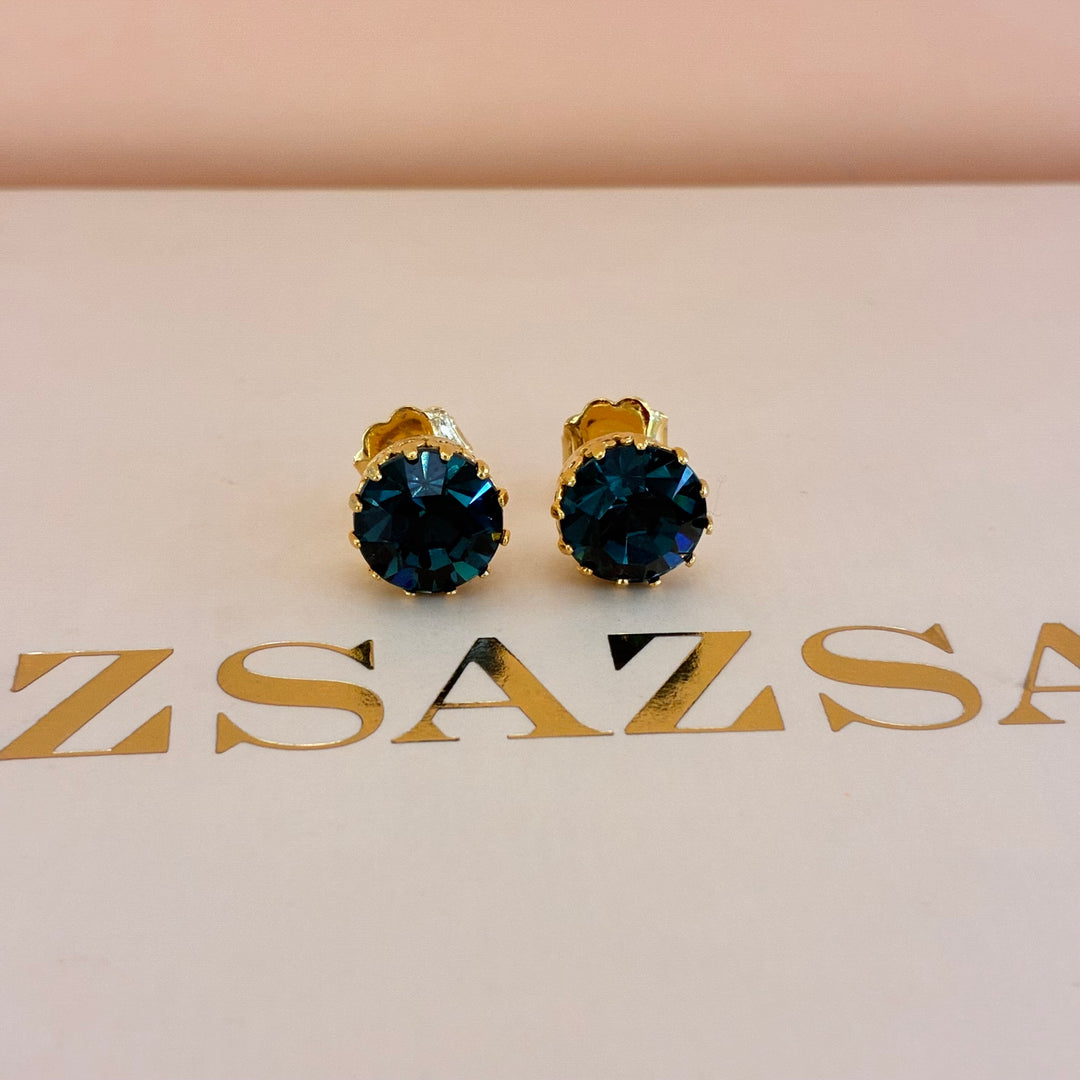 Navy blue Preciosa crystals gold plated set