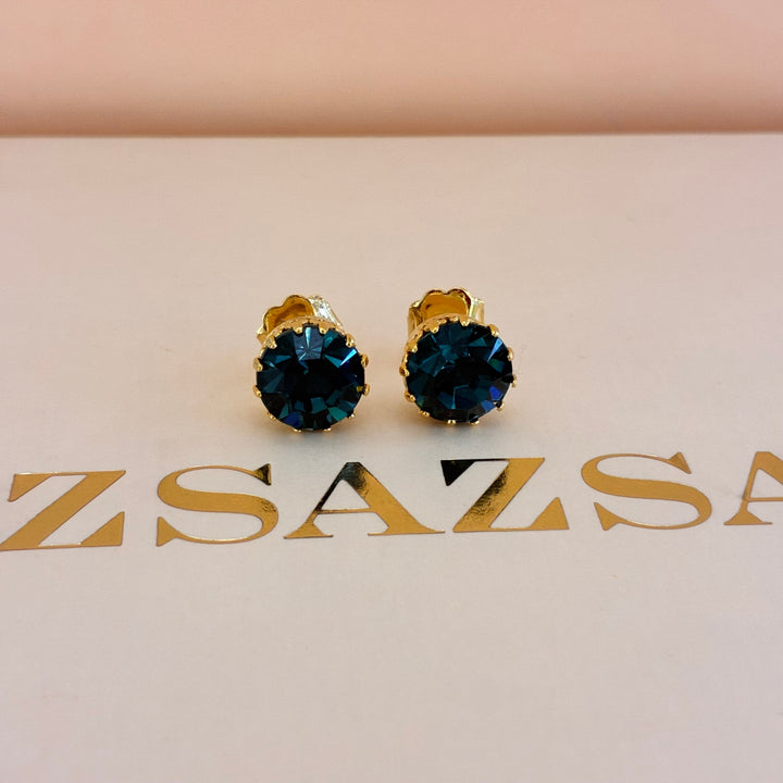 Navy blue Preciosa crystals gold plated set