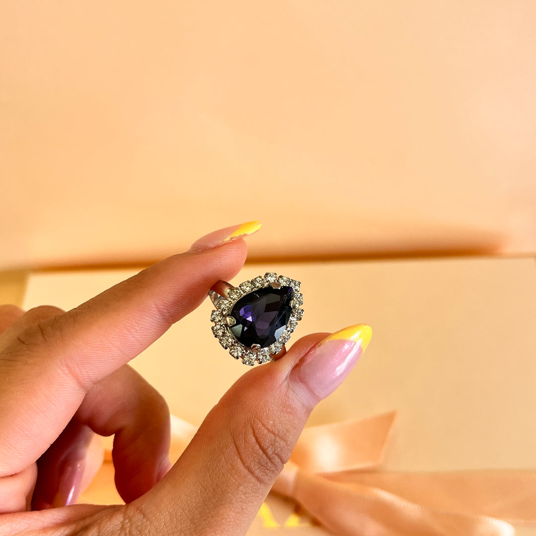 Purple teardrop preciosa crystals set