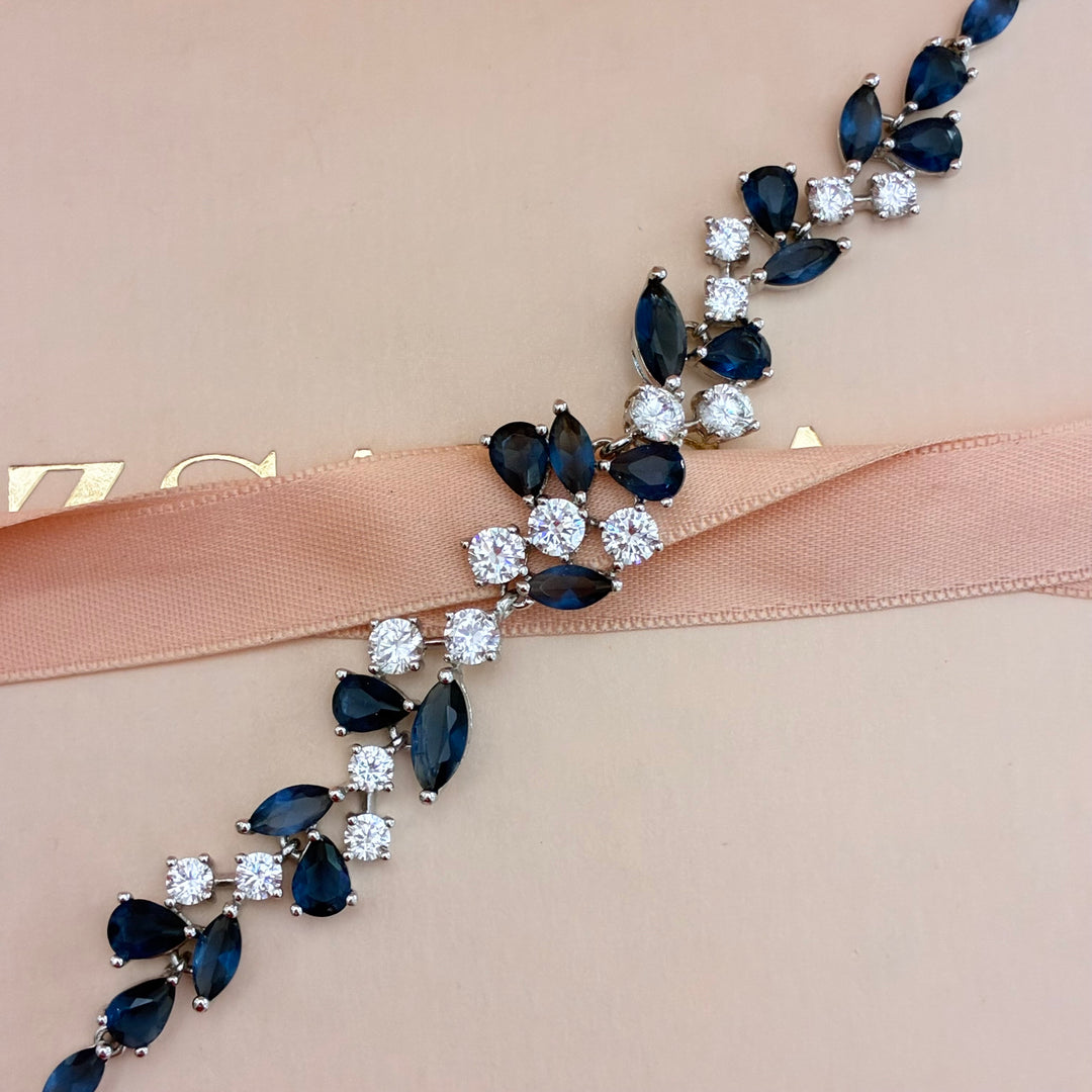 Marquise and teardrop navy blue zircone bracelet