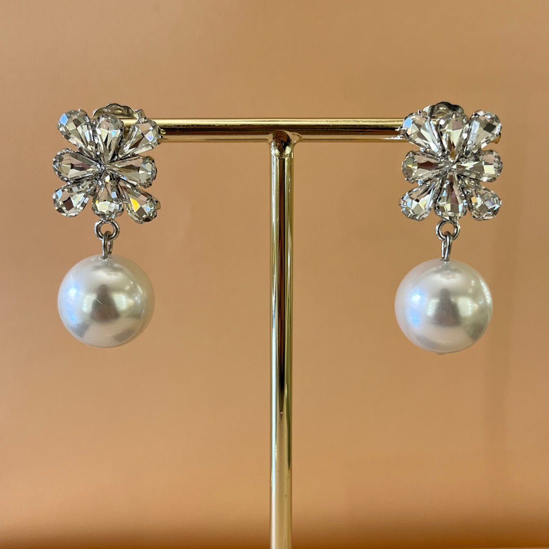 Silver Preciosa crystals & pearls earrings