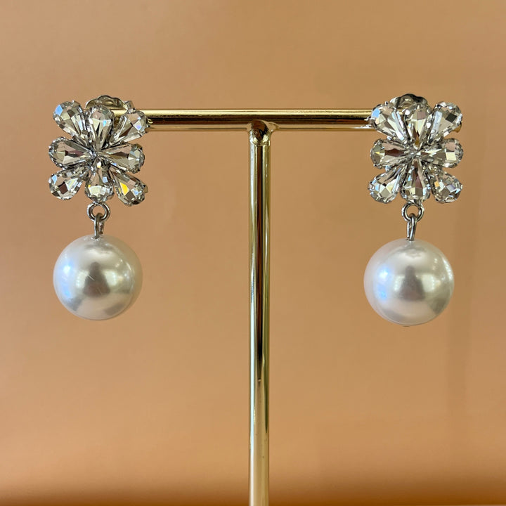 Silver Preciosa crystals & pearls earrings