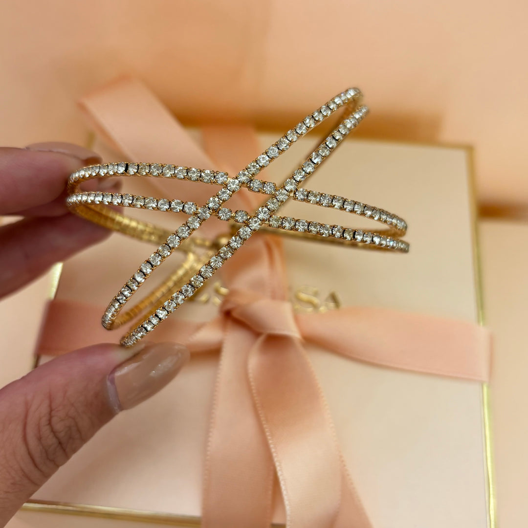 Rhinestone gold bangle
