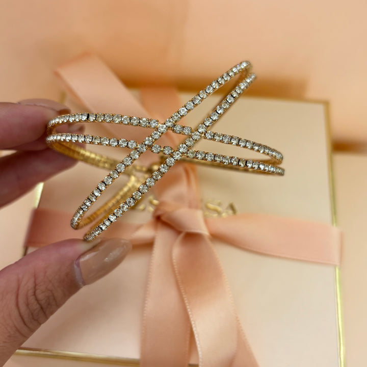 Rhinestone gold bangle