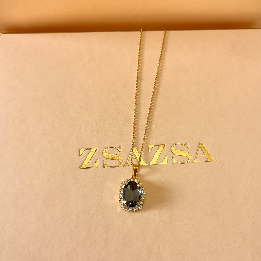 Grey oval preciosa crystals set