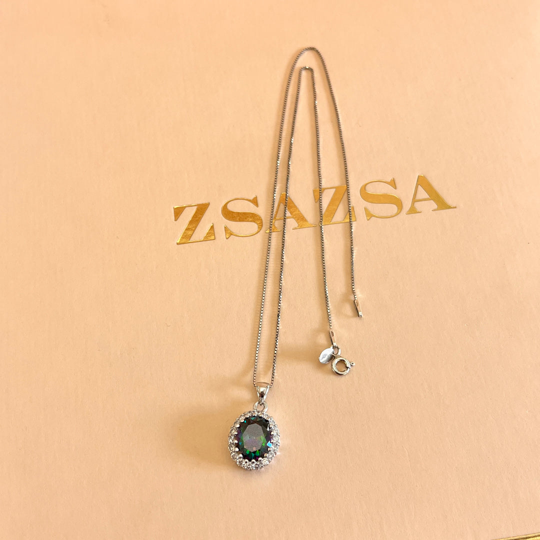 Watermelon oval zircone set