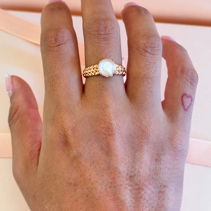 Champagne solitaire rose gold plated ring