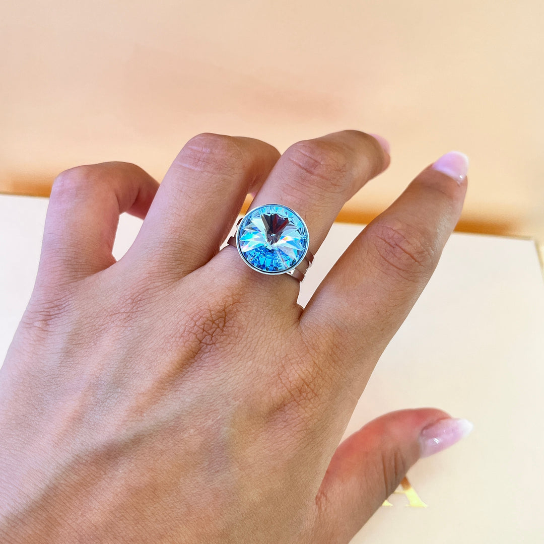 Light blue Swarovski crystals bracelet and ring