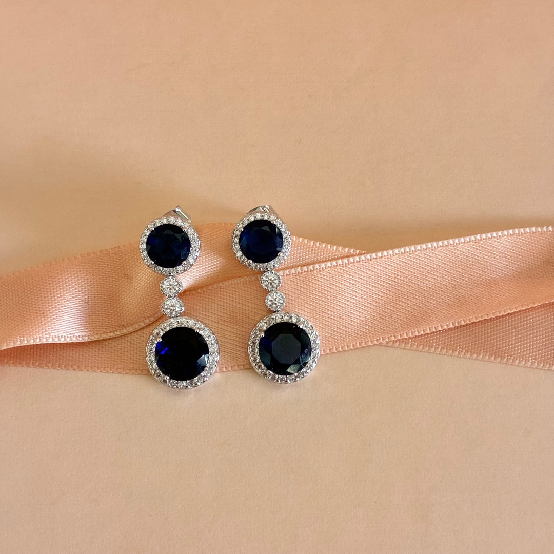 Navy blue zircone silver earrings