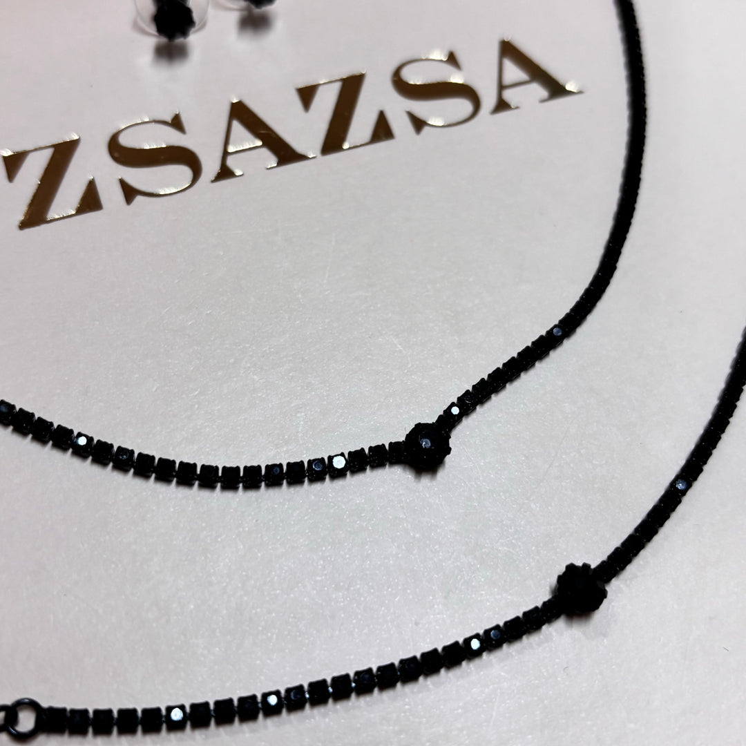 Dainty black rhinestone set