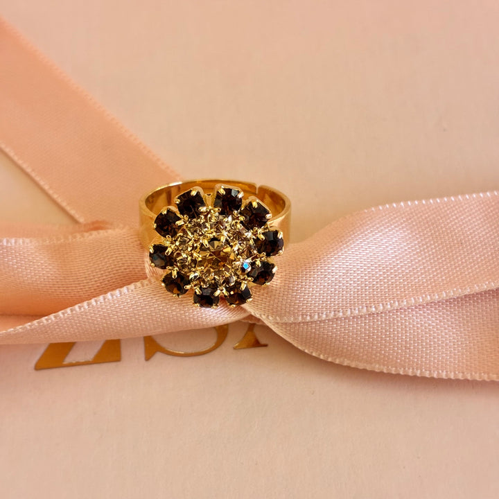 Brown with champagne flowers gold plated set