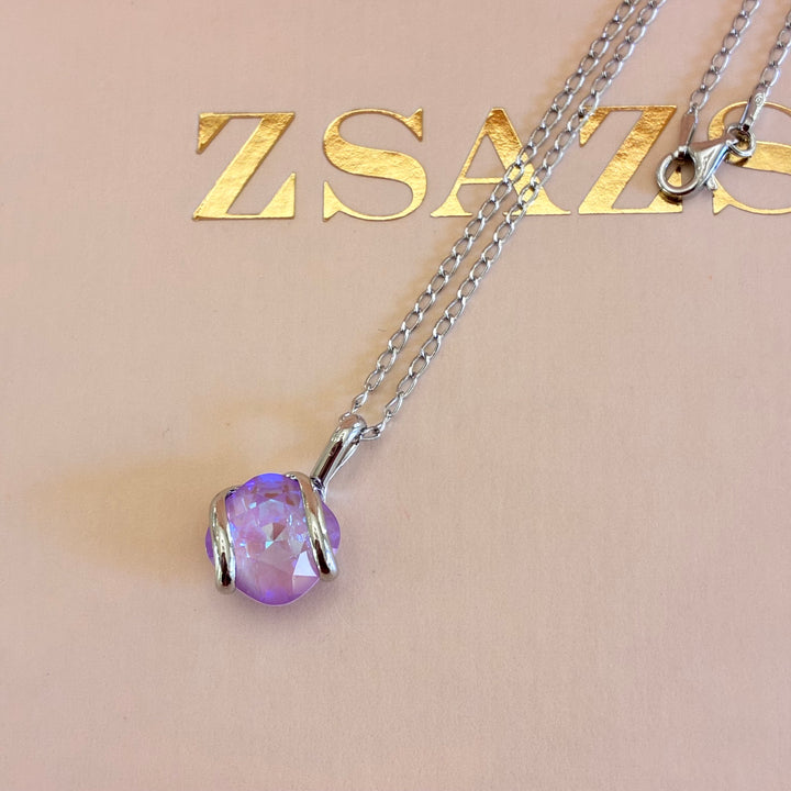Murano lilac pendant silver set